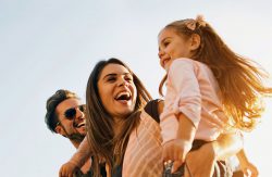 Family going to Town Center